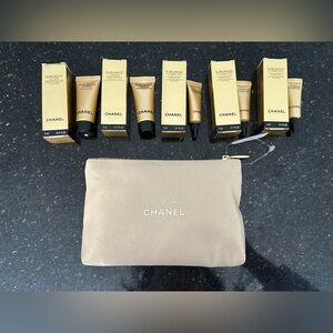 Chanel cosmetic bag and 5 skincare Products Trial Size Sample New